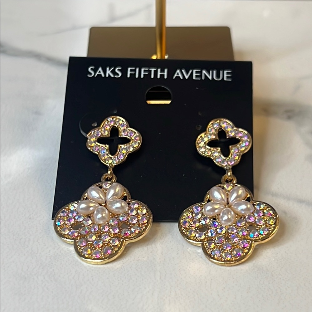 Saks Fifth Avenue Gold and Iridescent Earrings